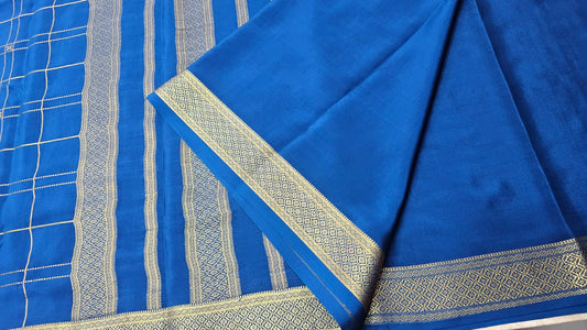 PURE MYSORE CREPE SILK SAREES WITH CHEX PATTERN