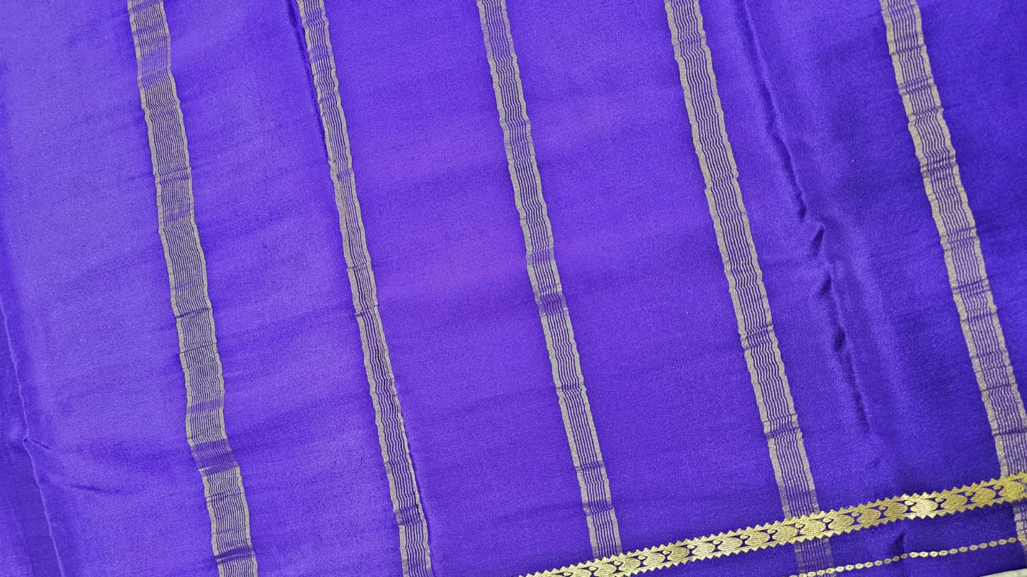 PURE MYSORE CREPE SILK SAREES WITH SMALL MANGO BORDER