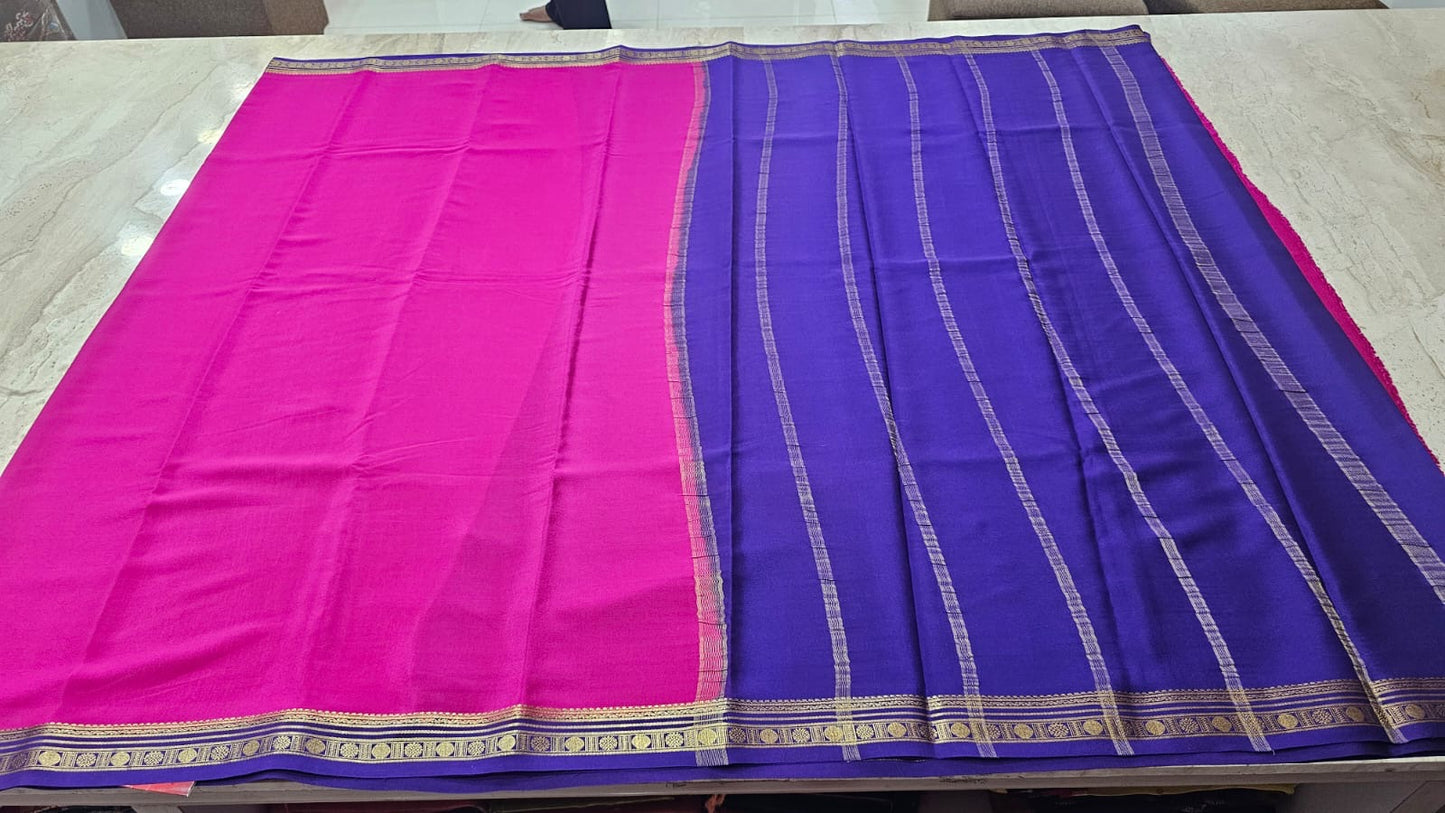 PURE MYSORE CREPE SILK SAREES WITH SMALL BORDER