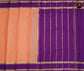 Mysore Crepe Silk saree with KSIC finish in Peach and Purple combination with Gold Zari Retappet Border and Chit  Pallu