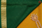 Mysore Crepe Silk saree with KSIC finish in Chutney Green  and Bottle Green combination with Gold Zari Border and Chit Pallu and Silk Emboss allover the body