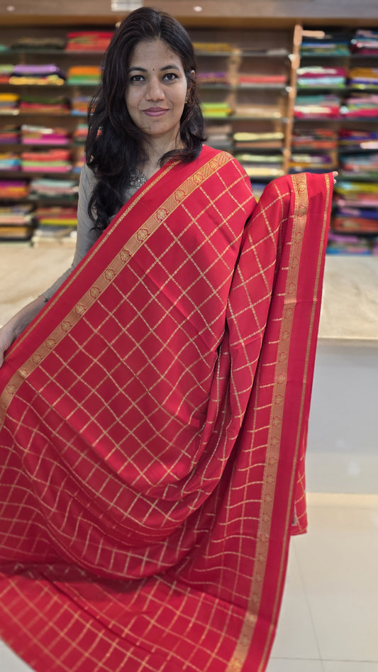 PURE ZARI MYSORE CREPE SILK SAREE WITH EMBROIDERY