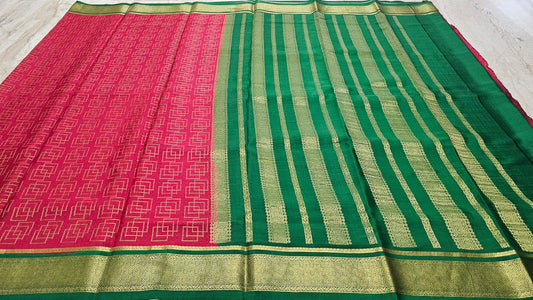PURE MYSORE CREPE SILK SAREES CHECKS PATTERN