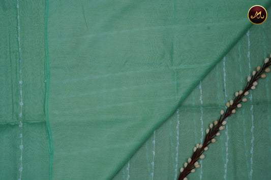 Bhagelpuri Cotton Saree in allself Pastel Green Colour  with white jute work