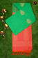 Cotton Silk Saree in Green And Orange  Combination with Golden Zari Butta and Rich Pallu