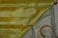 Kanchivaram Handloom Pure Silk in Emboss Pattern in Silver  And Yellow combination with Silver Zari  Border and Rich Pallu