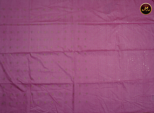 Bhagelpuri Cotton Saree in allself  baby pink  and golden zari motifs and sequence pallu