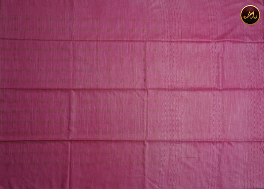 Bhagelpuri Cotton Saree in all self baby pink colour with golden zari butta