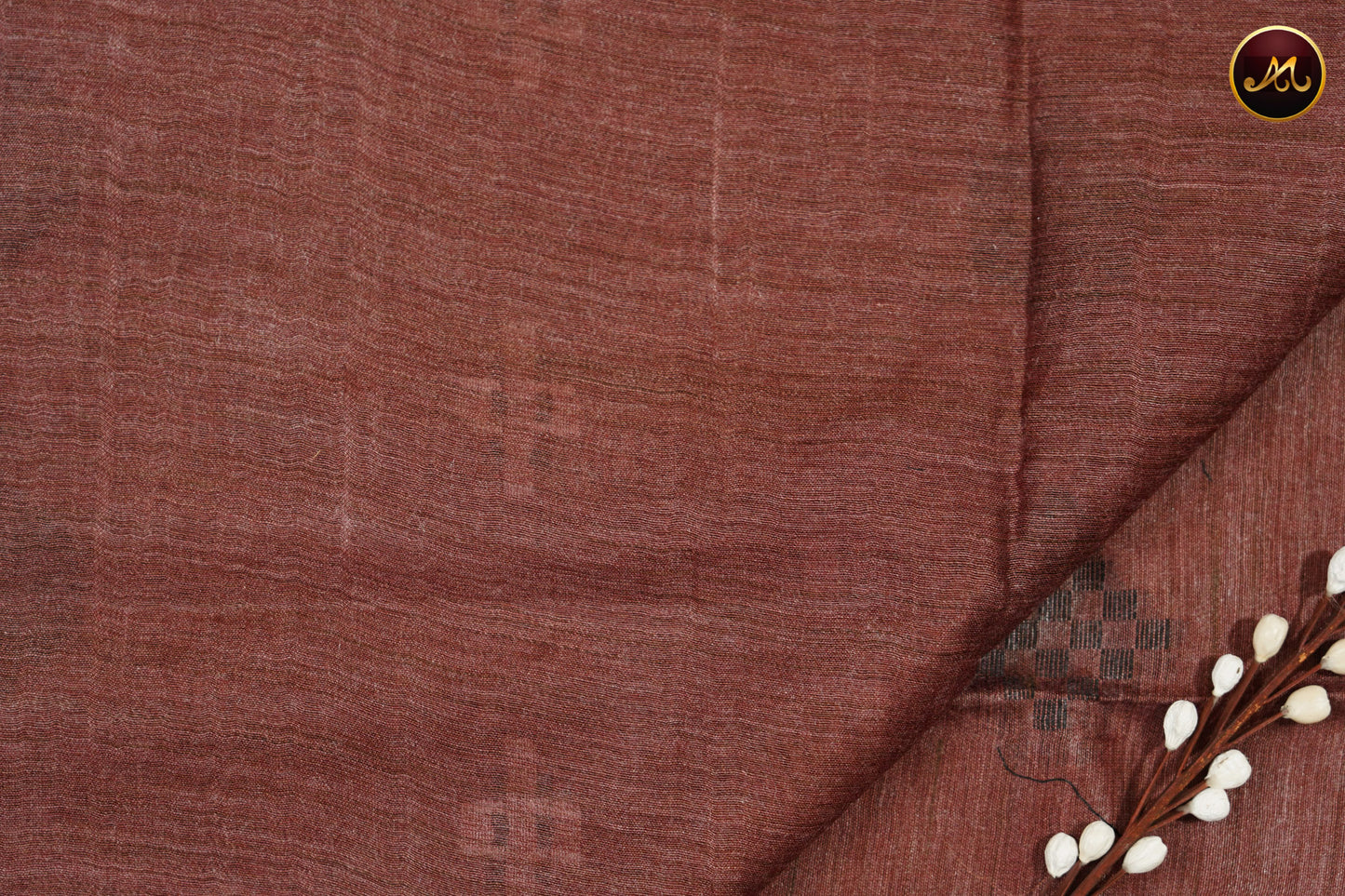 Bhagelpuri Cotton Saree in maroon colour with thread work butta