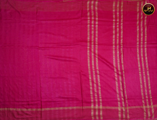 Bhagelpuri Cotton Saree in allself rani pink colour with thread work border