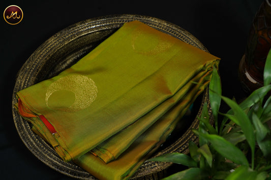 Kanchivaram Soft Silk In All Self Mehendi Green with  Motifs