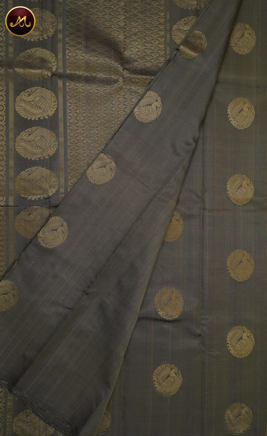 Kanchivaram Soft Silk In All Self grey with  Motifs