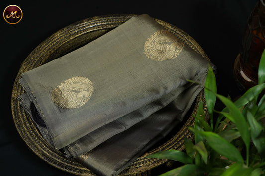 Kanchivaram Soft Silk In All Self grey with  Motifs