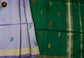 Raw Silk Saree in Lavender and Bottle Green combination with buttas and soft Silk pallu