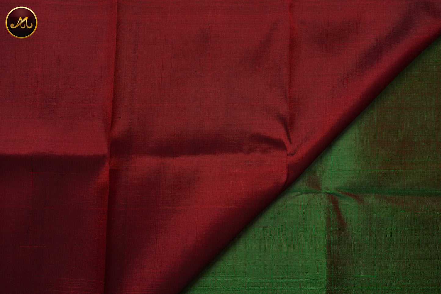 Raw Silk Saree in Mehendi Green and Maroon Combination With Butta