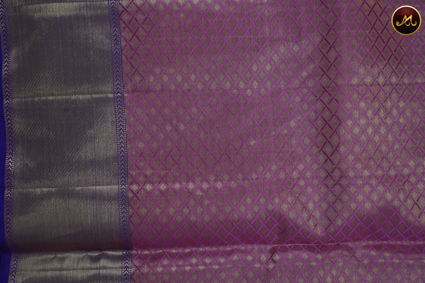 Kanchivaram Pure Silk Tissue Saree in pink and purple combination, emboss work, gold zari border and rich pallu