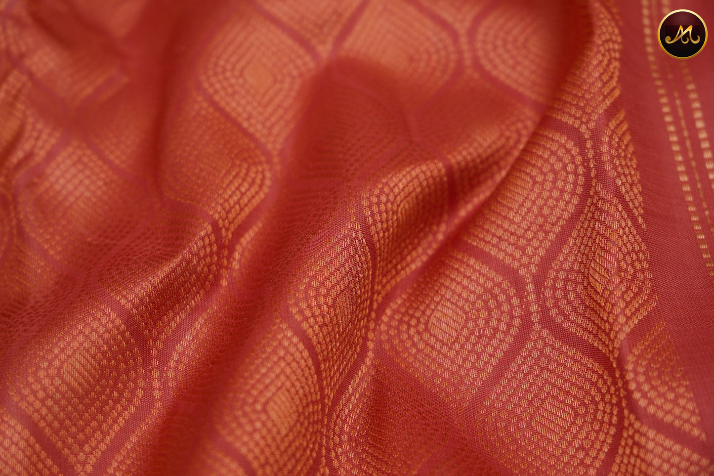 Kanchivaram Pure Silk Saree in light brown combination in self brocade work, gold zari border and rich pallu
