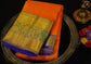 Pure Silk Kanchi Saree in Mango Yellow and Royal Blue combination with Rich kanchi border and Rich Pallu