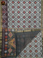 Pochampally Ikat Cotton Silk in Cream and Grey Combination with Border