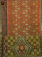 Pochampally Ikat Cotton Silk in Orange and Mehendi green Combination with Fancy Border