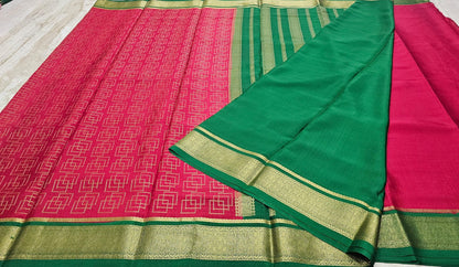PURE MYSORE CREPE SILK SAREES CHECKS PATTERN