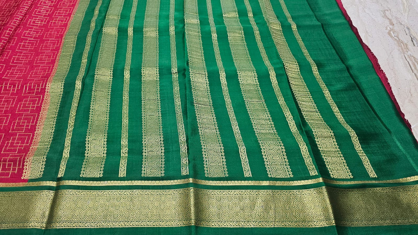 PURE MYSORE CREPE SILK SAREES CHECKS PATTERN