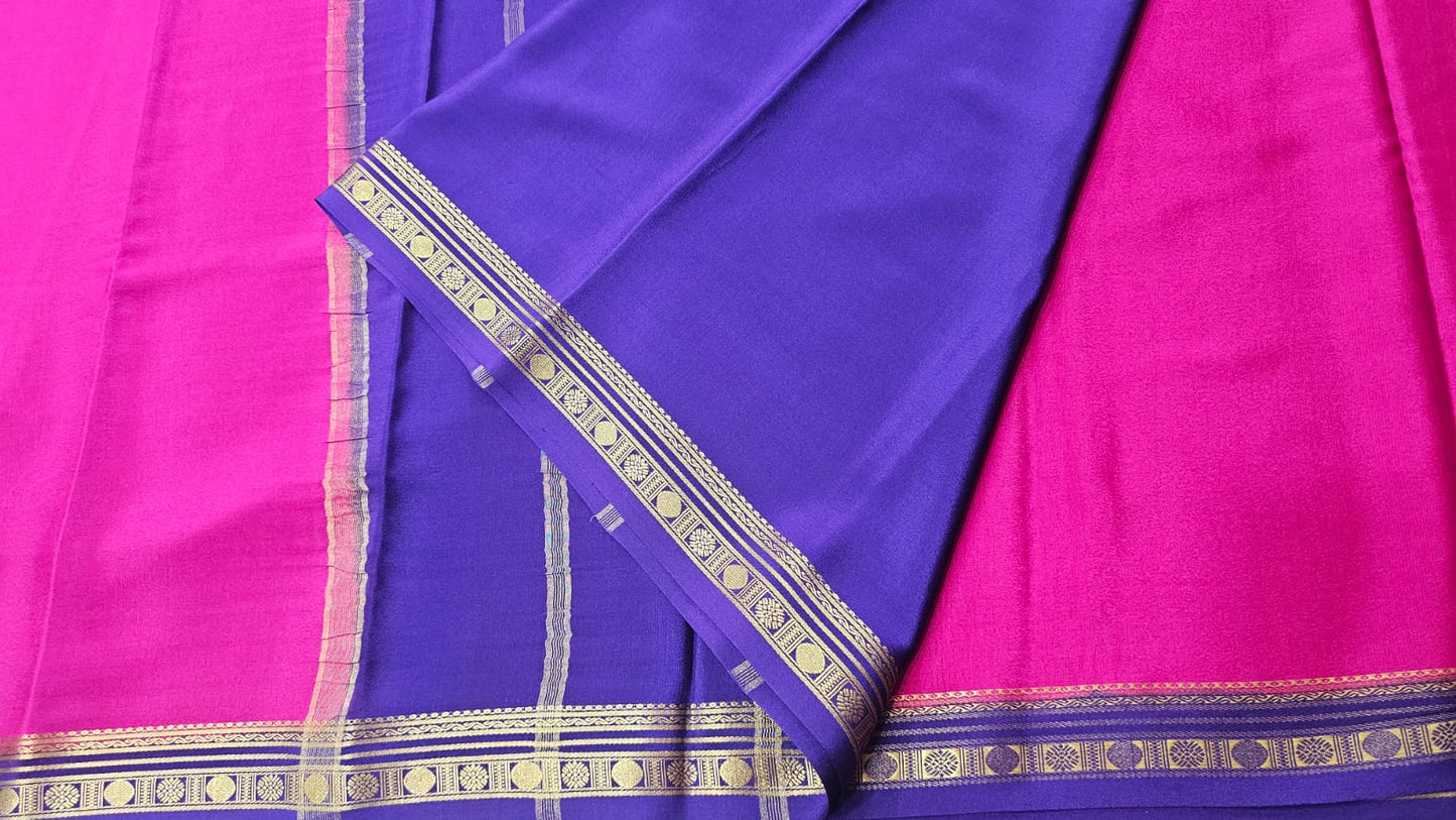 PURE MYSORE CREPE SILK SAREES WITH SMALL BORDER