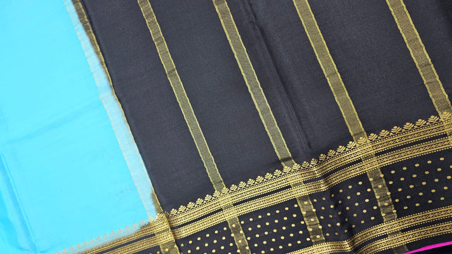 PURE MYSORE CREPE SILK SAREES WITH BORDER BUTTA SAREE