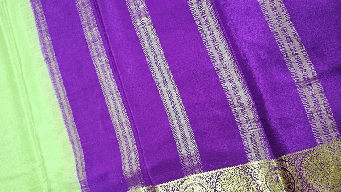 PURE MYSORE CREPE SILK SAARES WITH CONTRAST YAALI BORDER