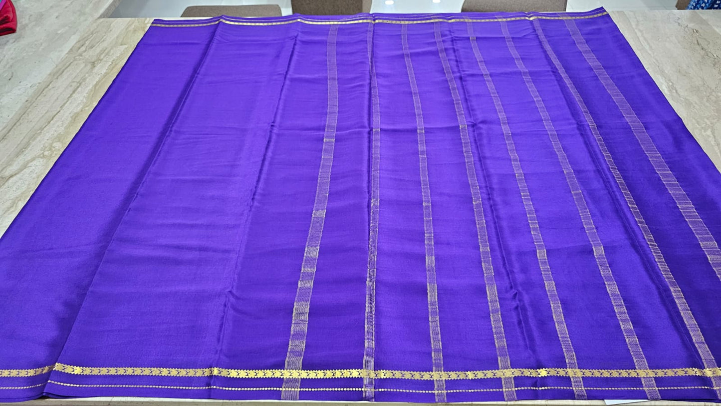 PURE MYSORE CREPE SILK SAREES WITH SMALL MANGO BORDER