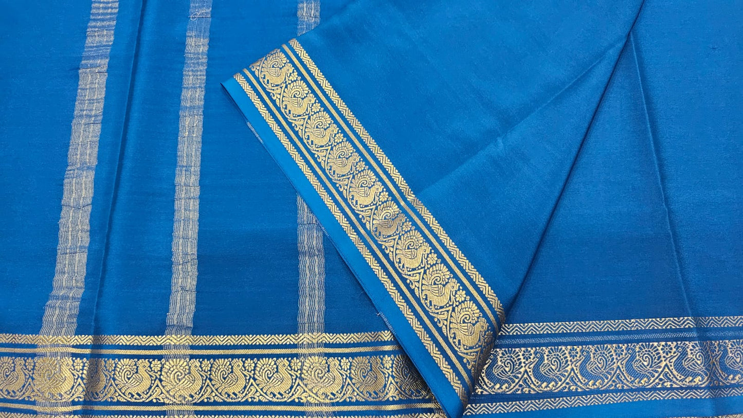 PURE MYSORE CREPE SILK SAREES WITH PEACOCK BORDER
