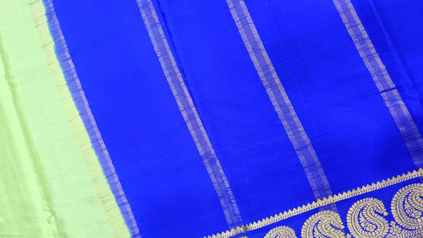 PURE MYSORE CREPE SILK SAREES WITH MANGO BORDER