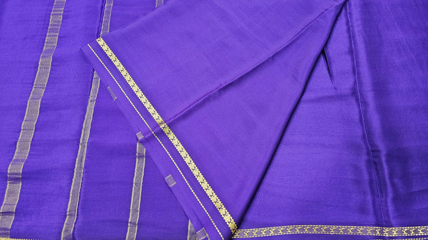 PURE MYSORE CREPE SILK SAREES WITH SMALL MANGO BORDER