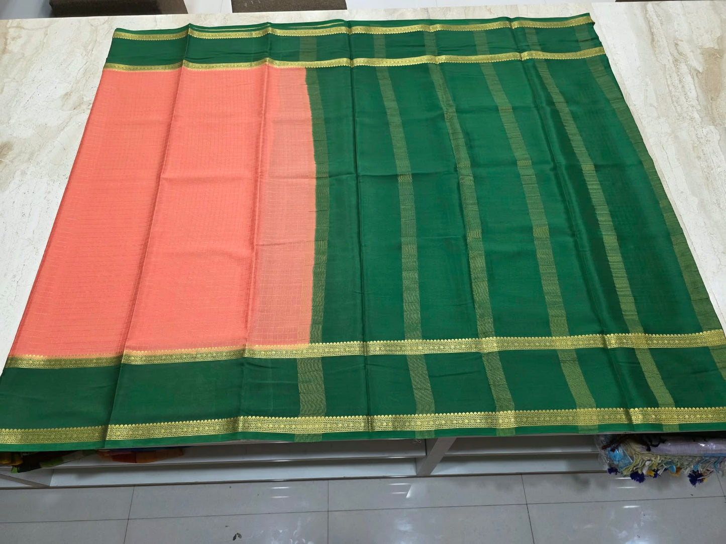 PURE MYSORE CREPE SILK SAREE CHEX WITH BENTEX BORDER