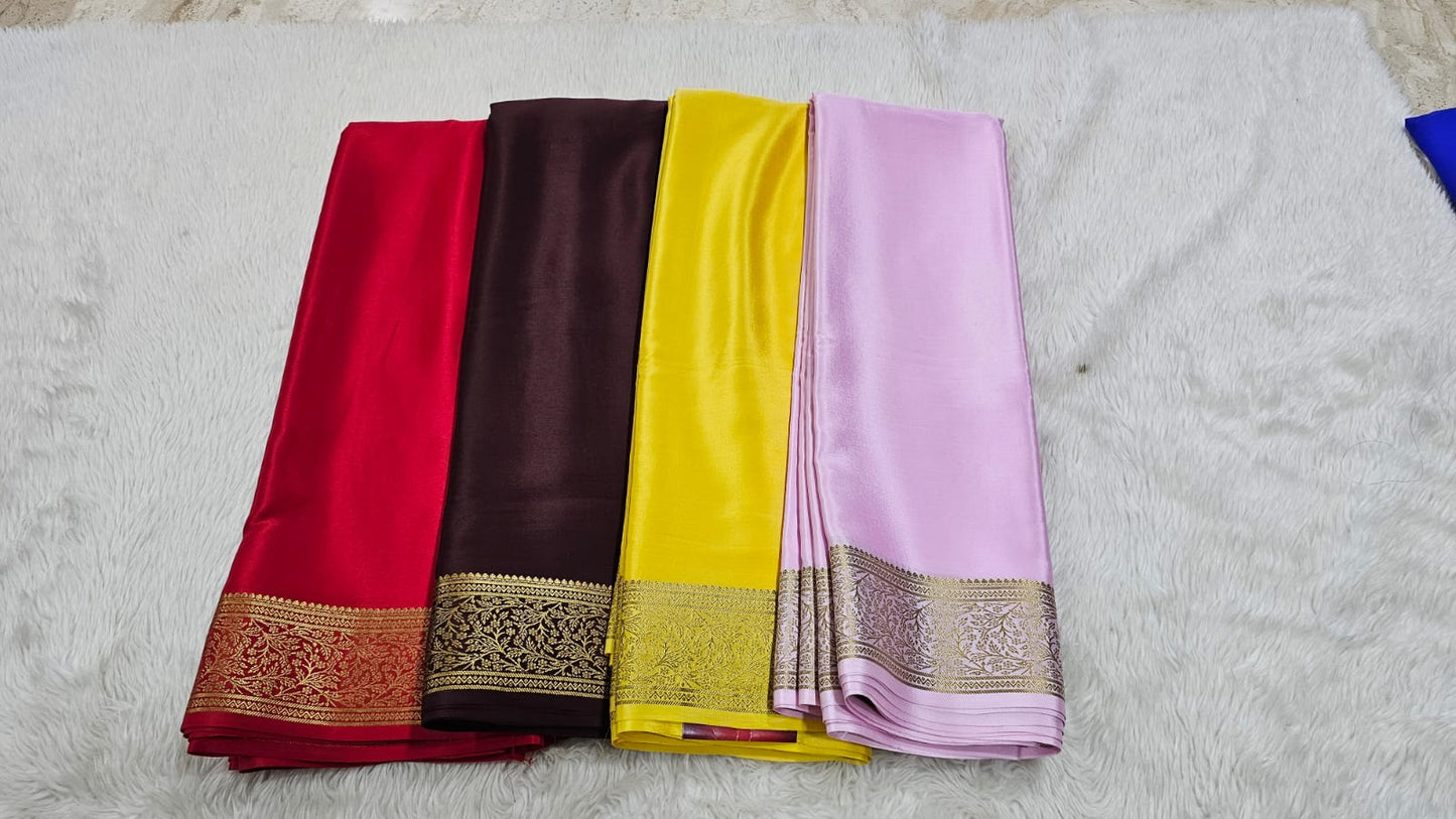 PURE MYSORE CREPE SILK SAARE WITH RICH PALLU AND BROCADE BLOUSE