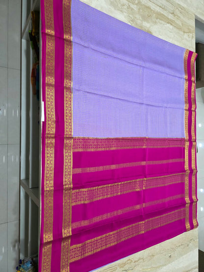 PURE MYSORE CREPE SILK SAREES WITH CHEX WITH BENTEX BORDER