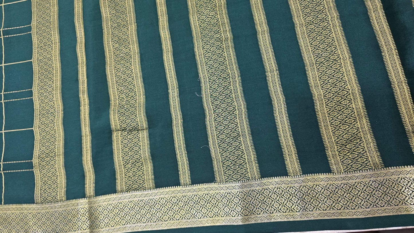 PURE MYSORE CREPE SILK SAREES WITH CHEX PATTERN