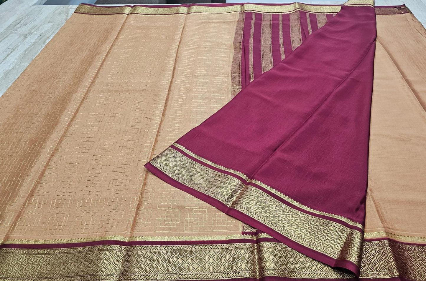 PURE MYSORE CREPE SILK SAREES CHECKS PATTERN