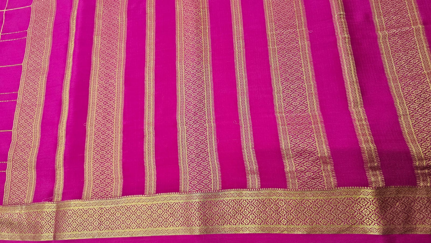 PURE MYSORE CREPE SILK SAREES WITH CHEX PATTERN
