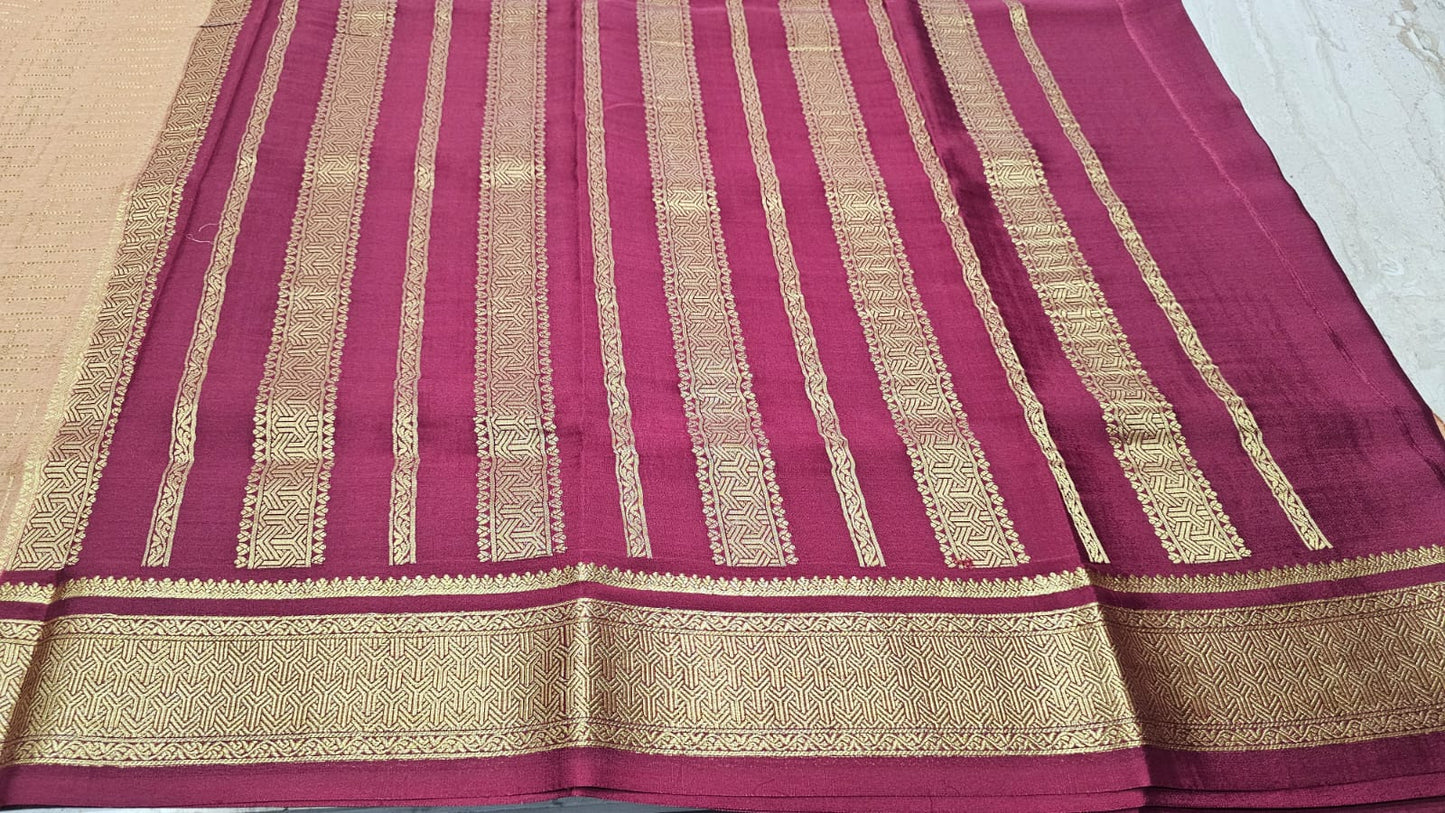 PURE MYSORE CREPE SILK SAREES CHECKS PATTERN