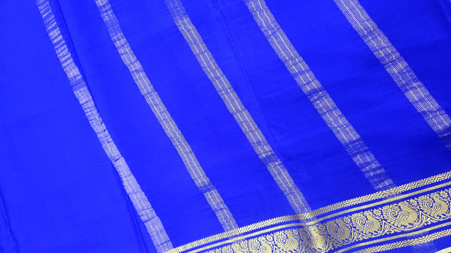 PURE MYSORE CREPE SILK SAREES WITH PEACOCK BORDER