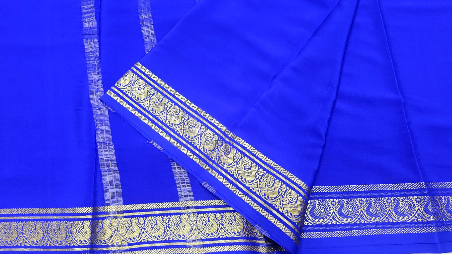 PURE MYSORE CREPE SILK SAREES WITH PEACOCK BORDER