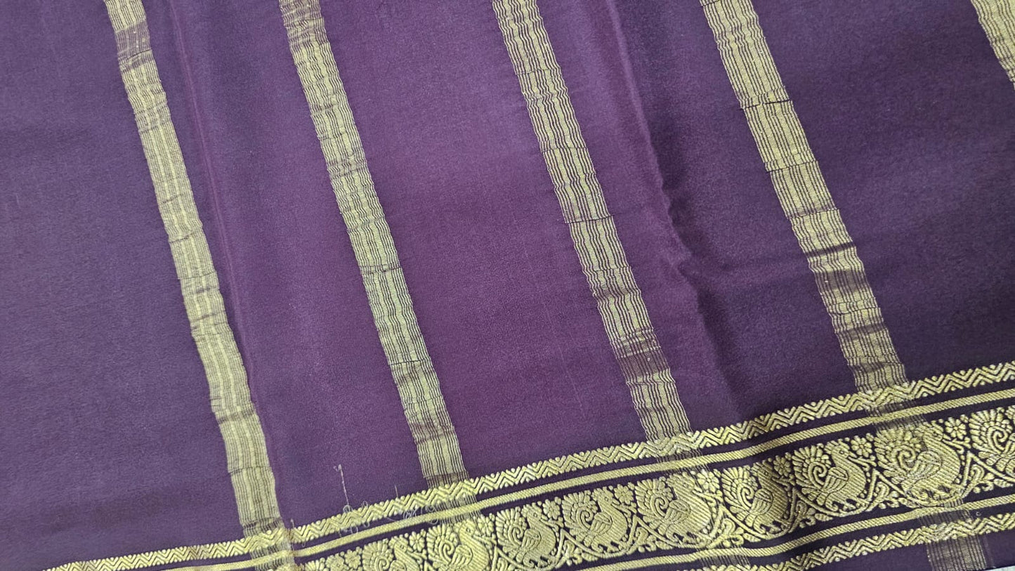 PURE MYSORE CREPE SILK SAREES WITH PEACOCK BORDER