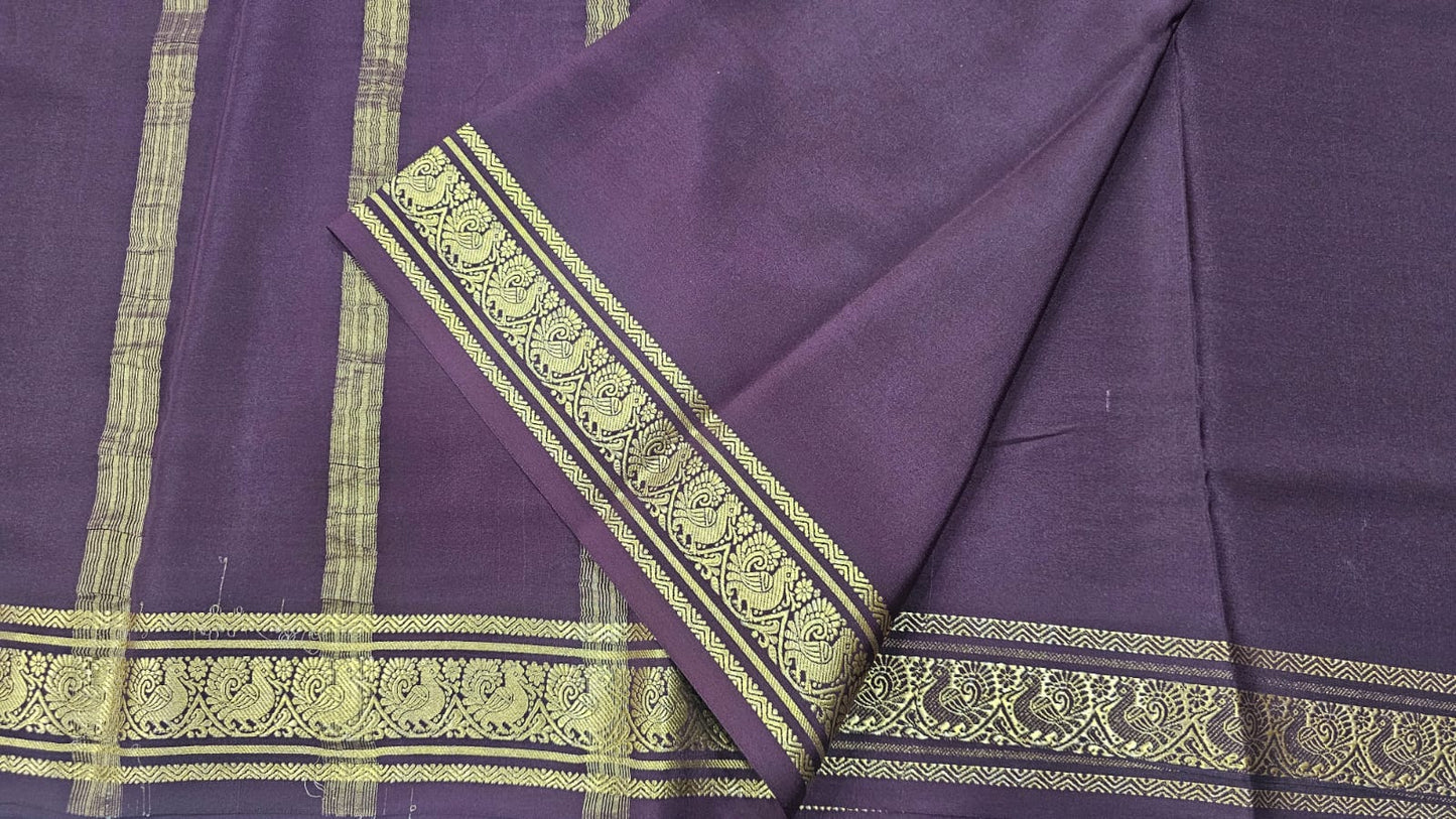PURE MYSORE CREPE SILK SAREES WITH PEACOCK BORDER