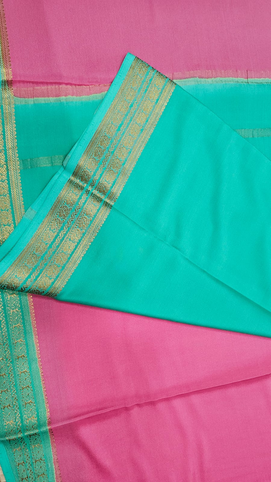 PURE MYSPRE CREPE SILK SAREES WITH DOUBLE  PEACOCK  BORDER