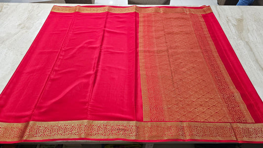 PURE MYSORE CREPE SILK SAARE WITH RICH PALLU AND BROCADE BLOUSE