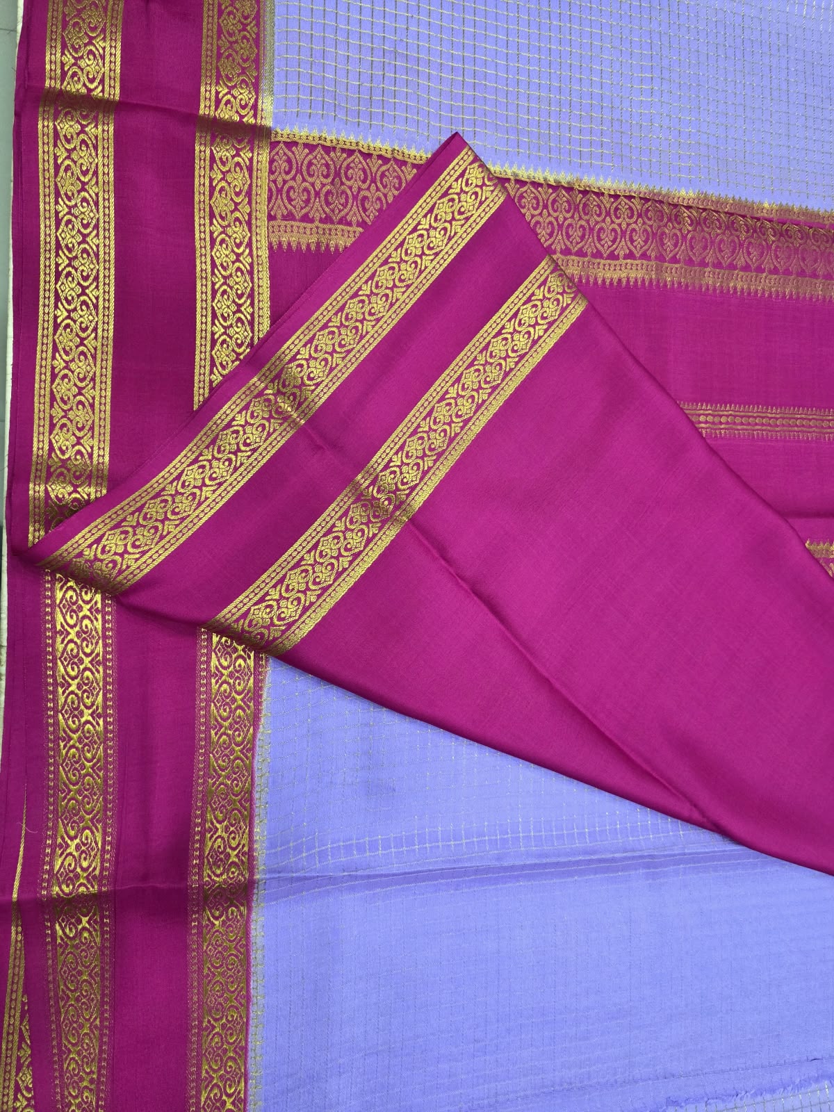 PURE MYSORE CREPE SILK SAREES WITH CHEX WITH BENTEX BORDER