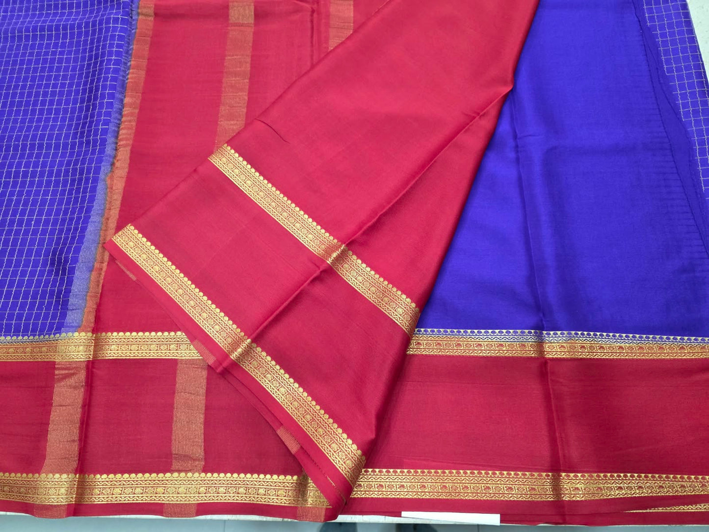 PURE MYSORE CREPE SILK SAREE CHEX WITH BENTEX BORDER