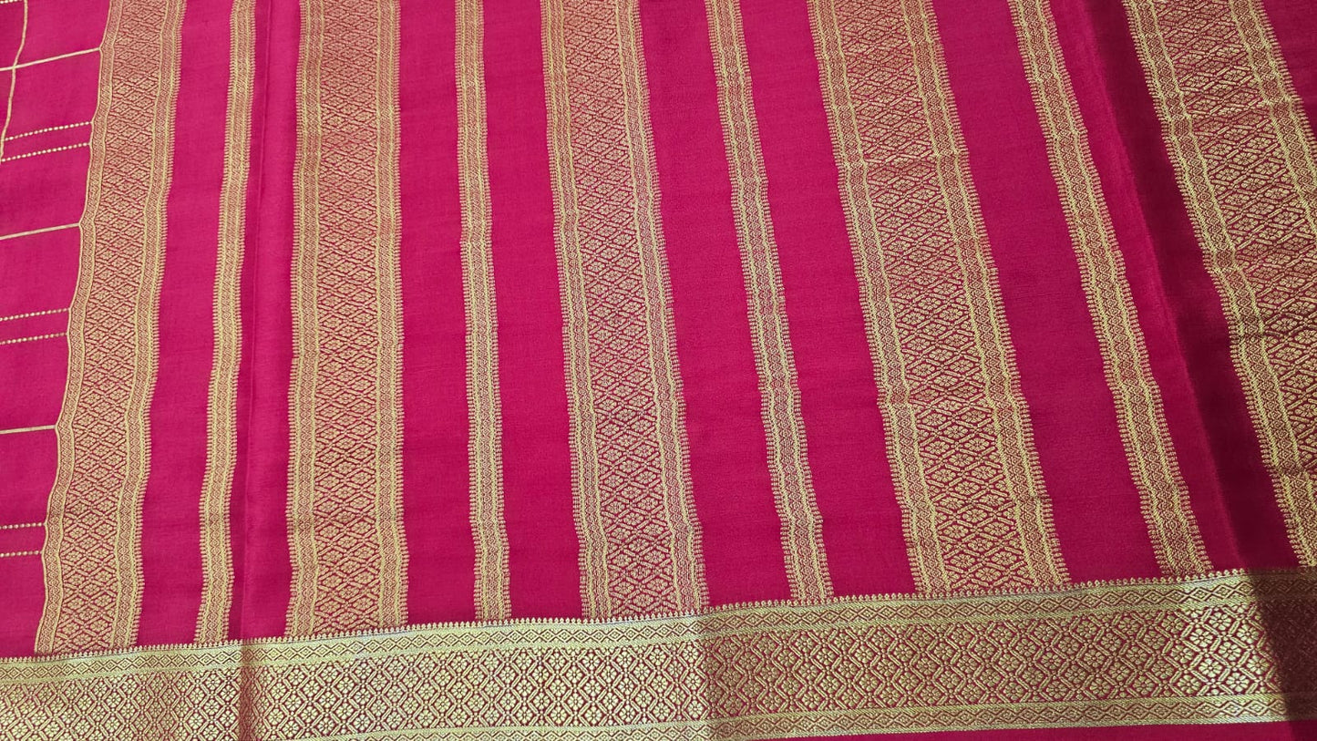 PURE MYSORE CREPE SILK SAREES WITH CHEX PATTERN