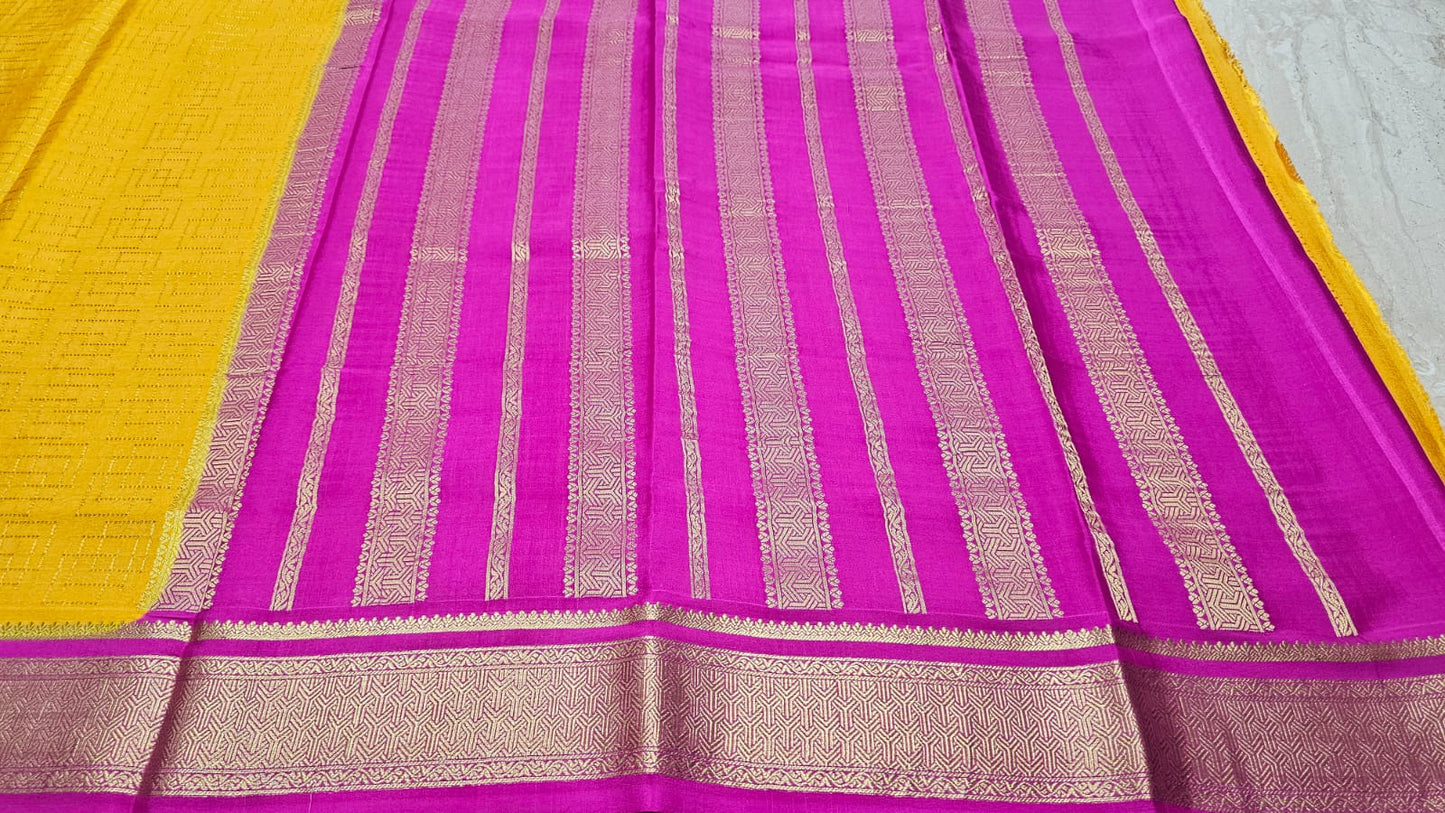 PURE MYSORE CREPE SILK SAREES CHECKS PATTERN